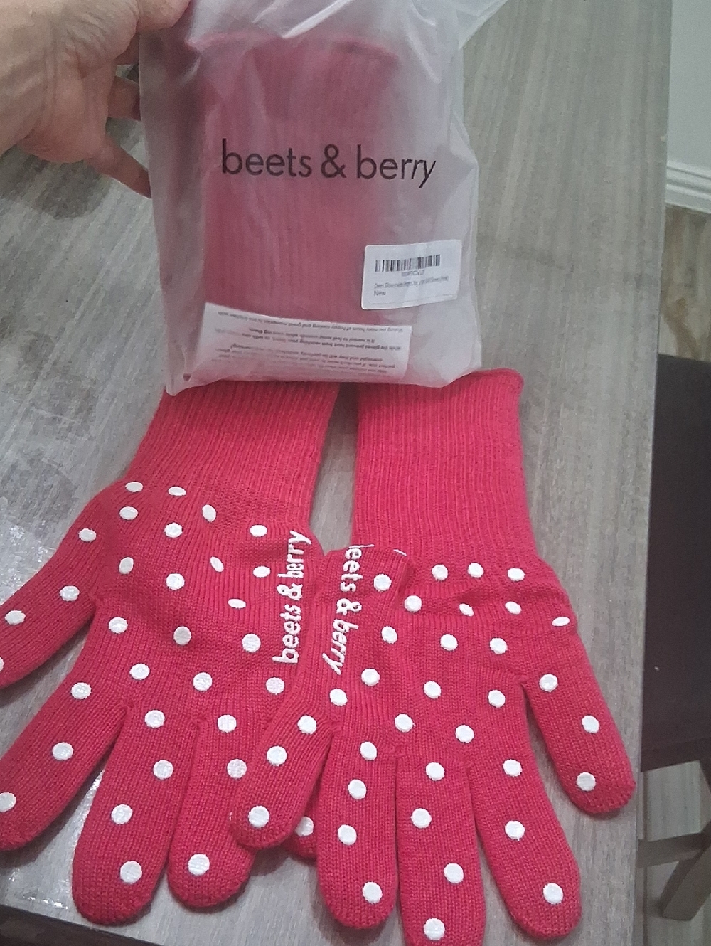 beets & berry Red Polka Dot Grip Gloves